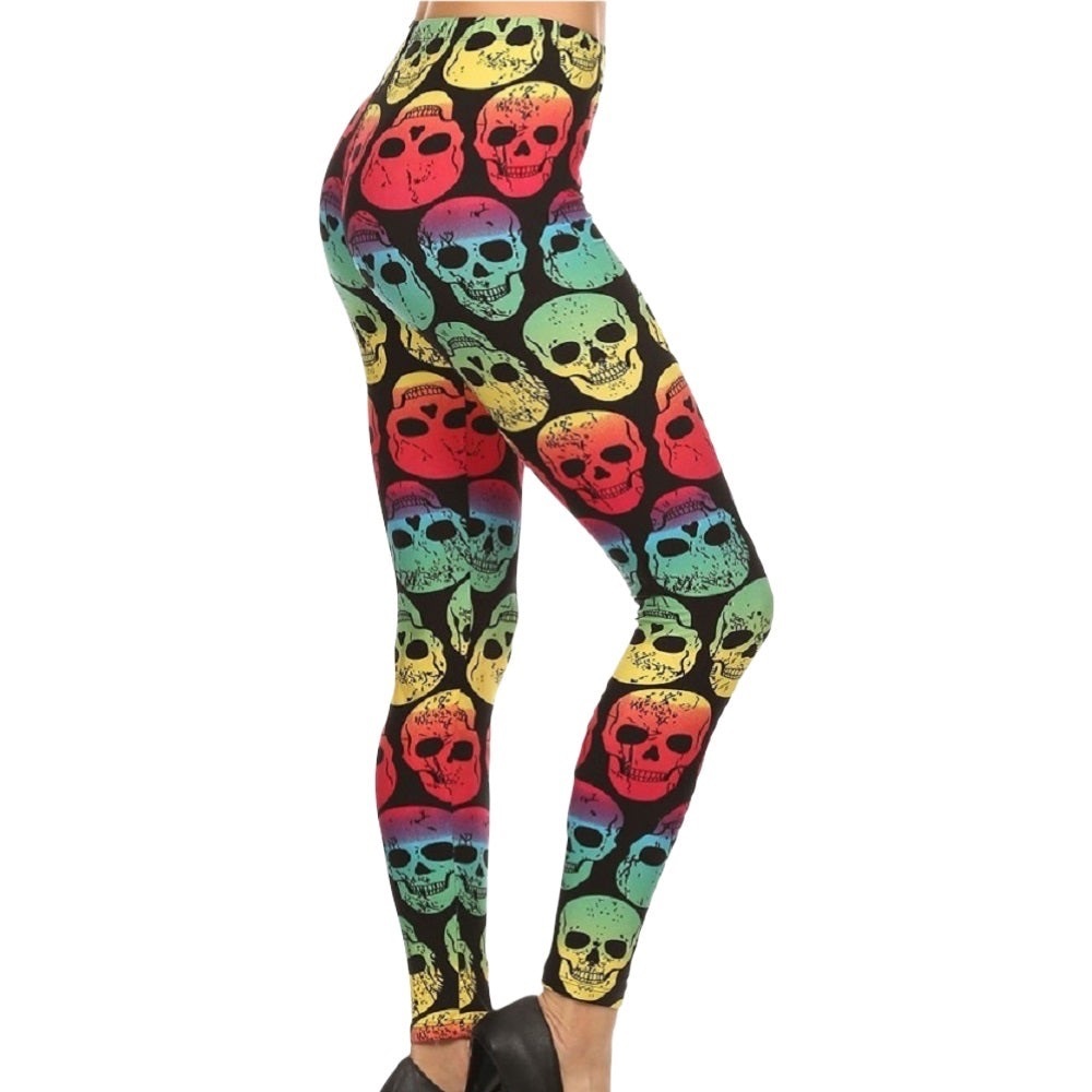 Sugar Skulls Ultra Soft Leggings Rainbow